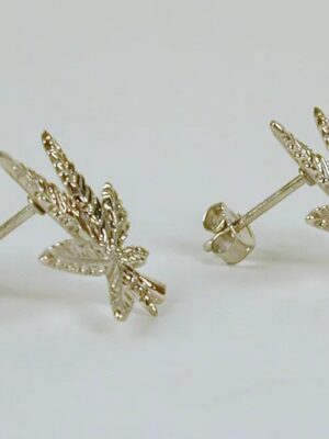 Sterling Silver Cannabis / Marijuana Leaf Post Earrings - Image 2