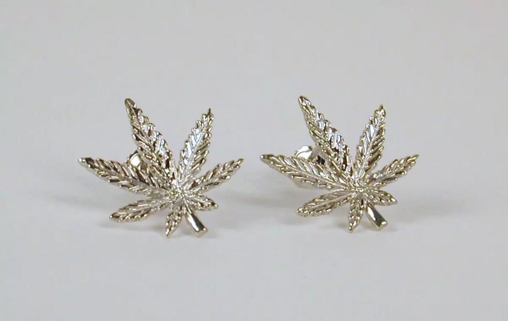 Sterling Silver Cannabis / Marijuana Leaf Post Earrings