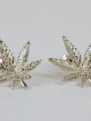Sterling Silver Cannabis / Marijuana Leaf Post Earrings