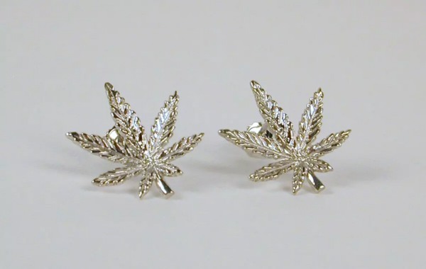 Sterling Silver Cannabis / Marijuana Leaf Post Earrings
