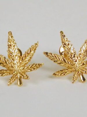 Gold Plated Sterling Silver Cannabis / Marijuana Leaf Earrings