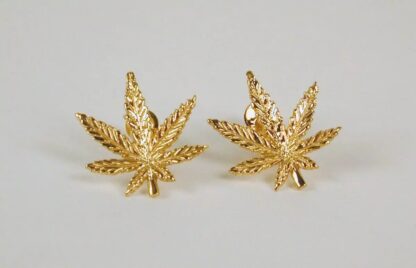 Gold Plated Sterling Silver Cannabis / Marijuana Leaf Earrings