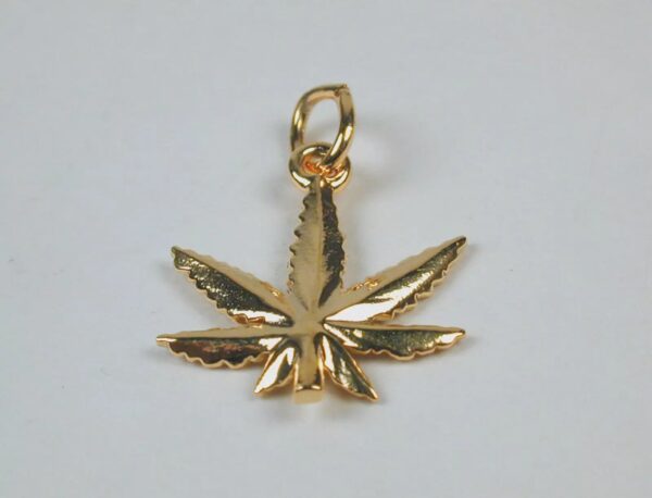 Gold Plated Sterling Silver Marijuana Leaf Charm - Small