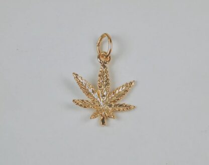 Gold Plated Sterling Silver Marijuana Leaf Charm