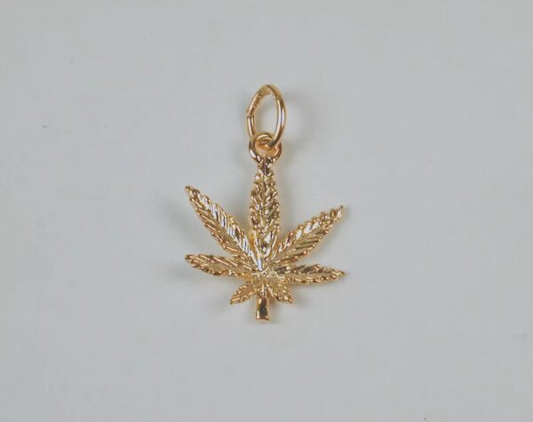 Gold Plated Sterling Silver Marijuana Leaf Charm - Small