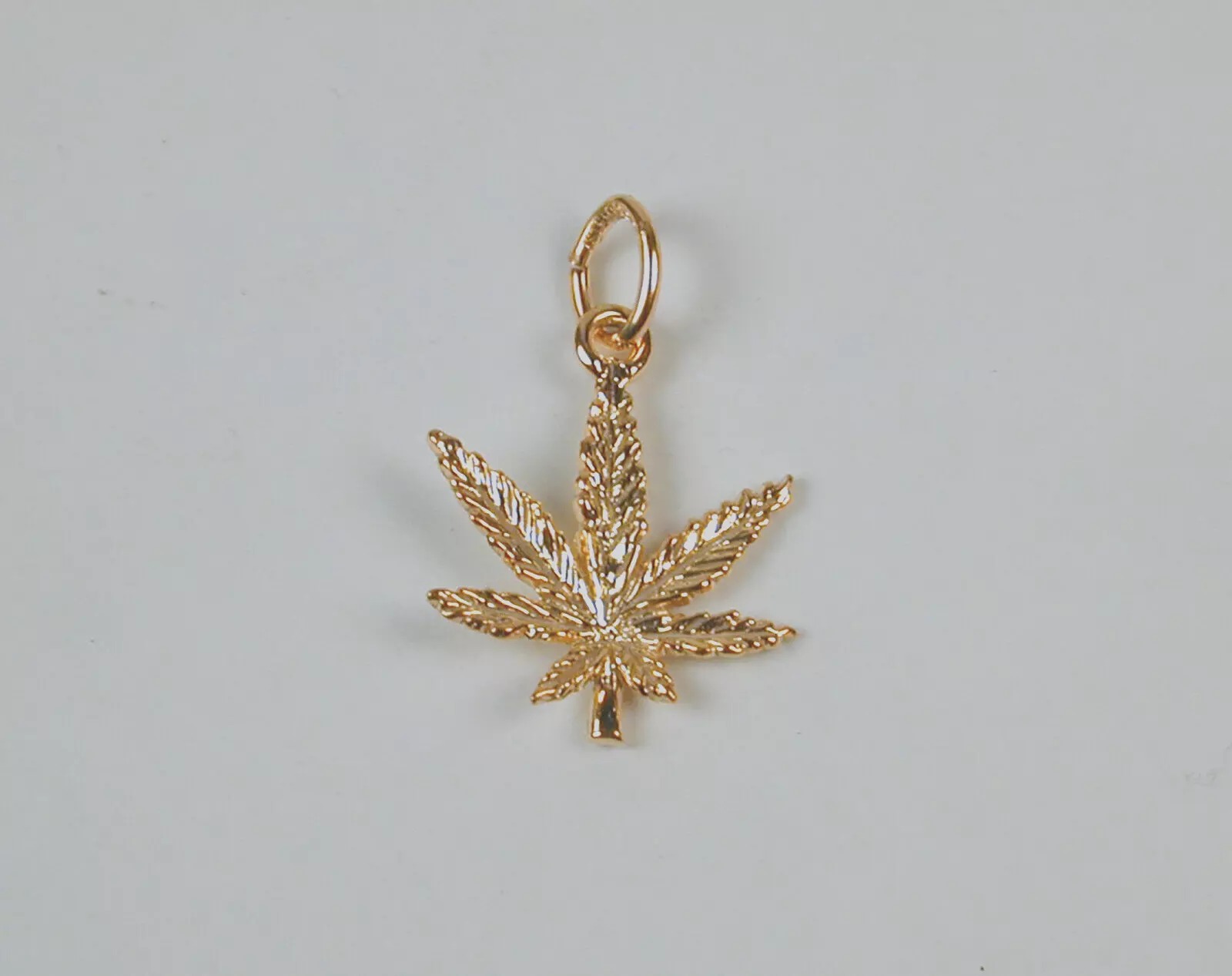 Gold Plated Sterling Silver Marijuana Leaf Charm - Small