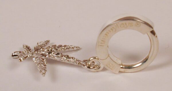 TummyToys® Navel Belly Ring with Sterling Silver Marijuana Leaf Charm
