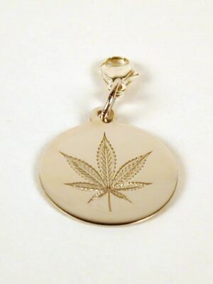 Sterling Silver Engraved Cannabis / Marijuana Leaf Charm