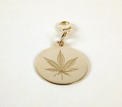 Sterling Silver Engraved Cannabis / Marijuana Leaf Charm