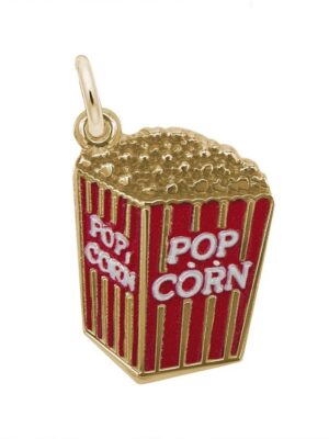 Gold Plated Sterling Silver & Painted Popcorn Charm with Lobster Clasp