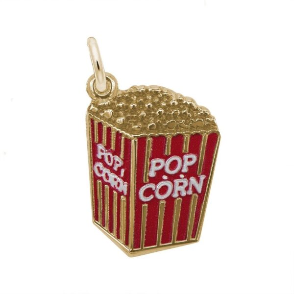 Gold Plated Sterling Silver & Painted Popcorn Charm with Lobster Clasp