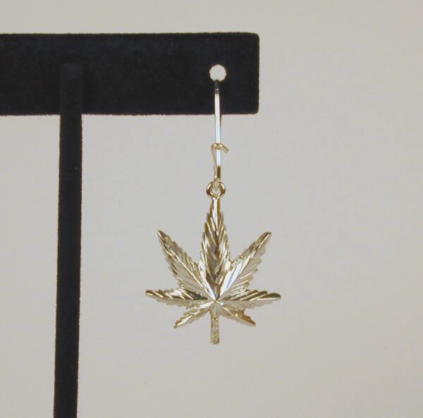 Sterling Silver Large Marijuana Leaf Earring with Earwire