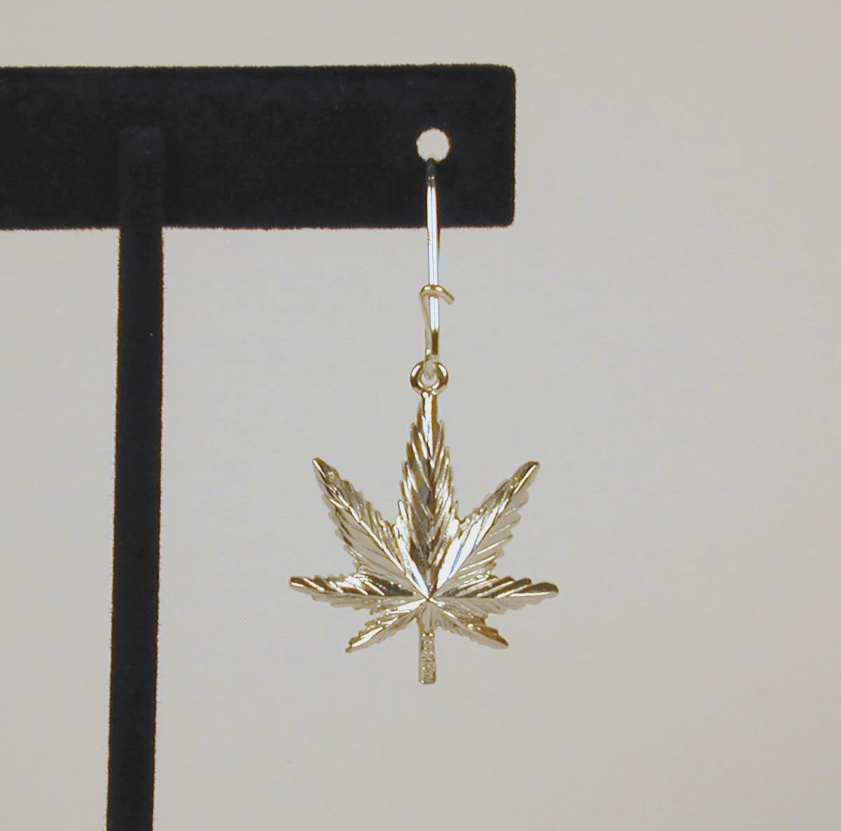 Sterling Silver Large Marijuana Leaf Earring with Earwire - Image 2
