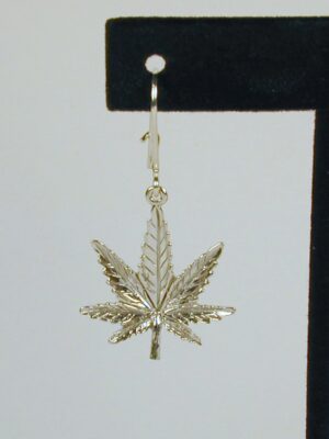 Sterling Silver Large Marijuana Leaf Earring with Earwire