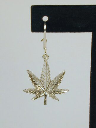 Sterling Silver Large Marijuana Leaf Earring with Earwire