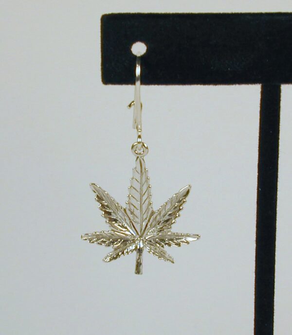 Sterling Silver Large Marijuana Leaf Earring with Earwire