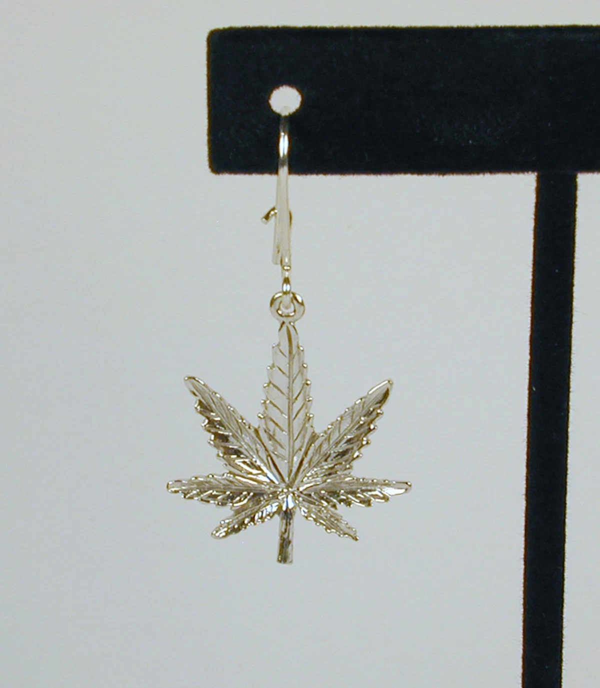 Sterling Silver Large Marijuana Leaf Earring with Earwire