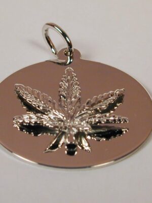 Key Ring with Sterling Silver Marijuana Engravable Leaf Charm - Image 3