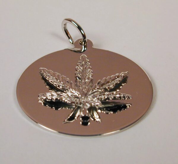 Key Ring with Sterling Silver Marijuana Engravable Leaf Charm