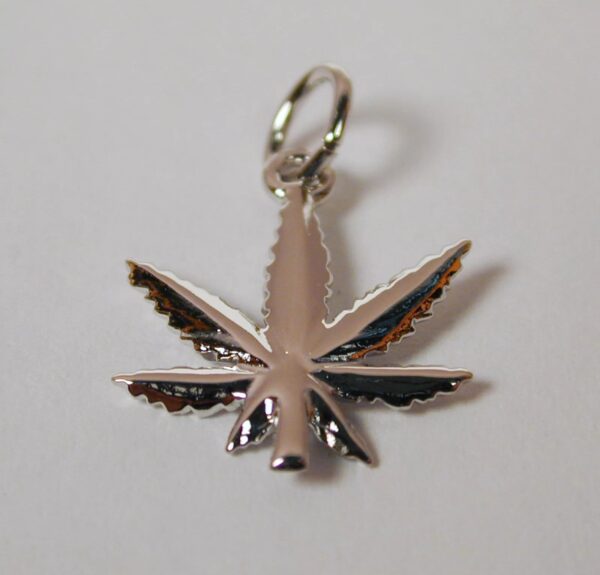 Sterling Silver Marijuana Leaf Charm with Lobster Claw Clasp - Small