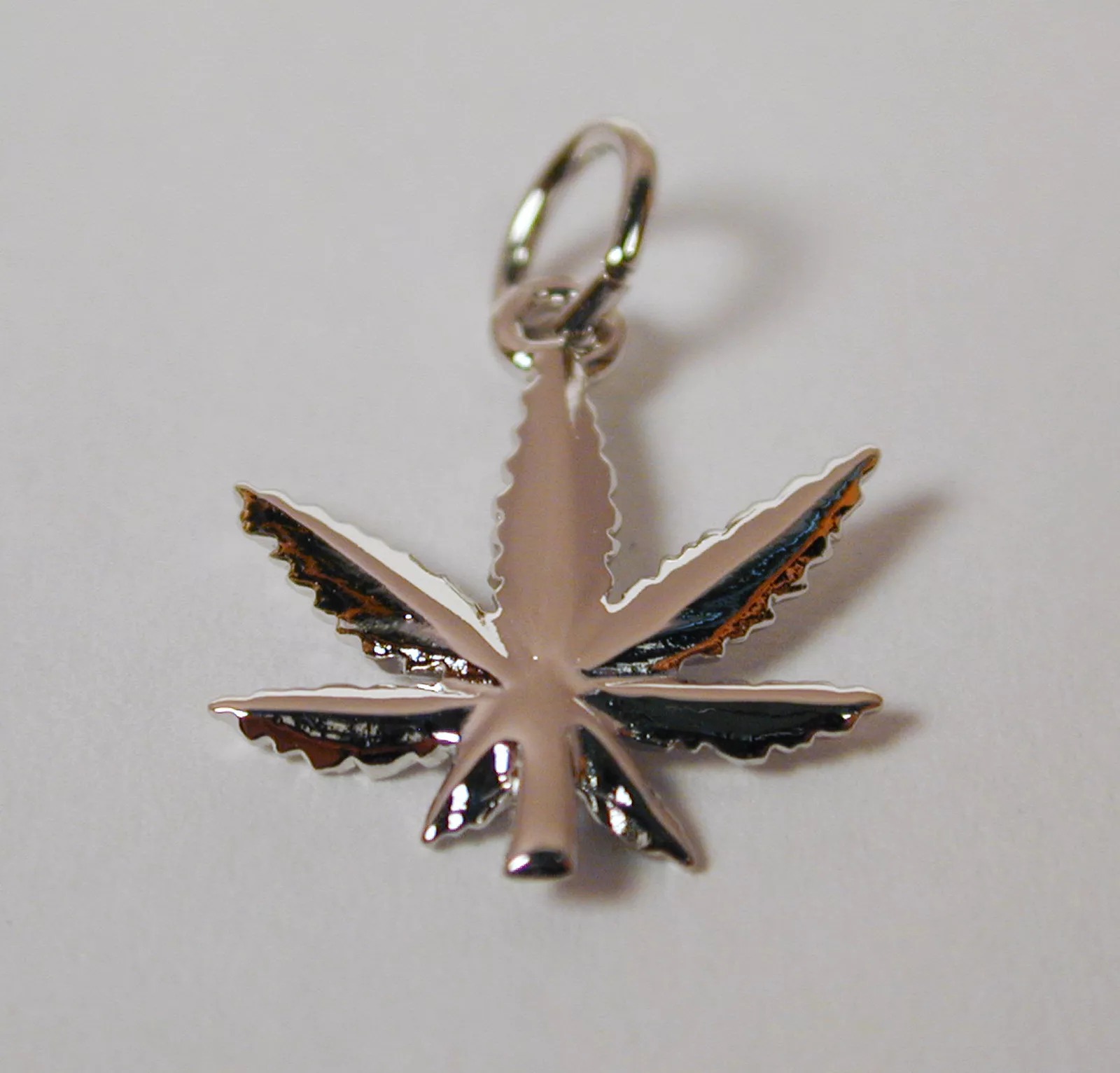 Sterling Silver Marijuana Leaf Charm with Lobster Claw Clasp - Small - Image 2