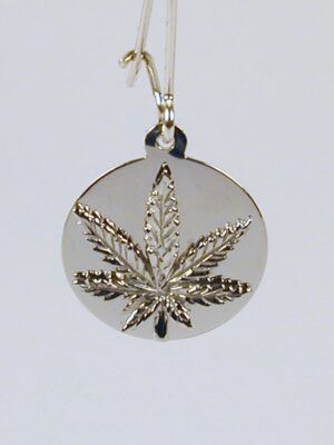 Sterling Silver Marijuana Leaf Disc Earring with Earwire