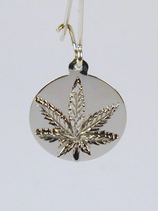 Sterling Silver Marijuana Leaf Disc Earring with Earwire