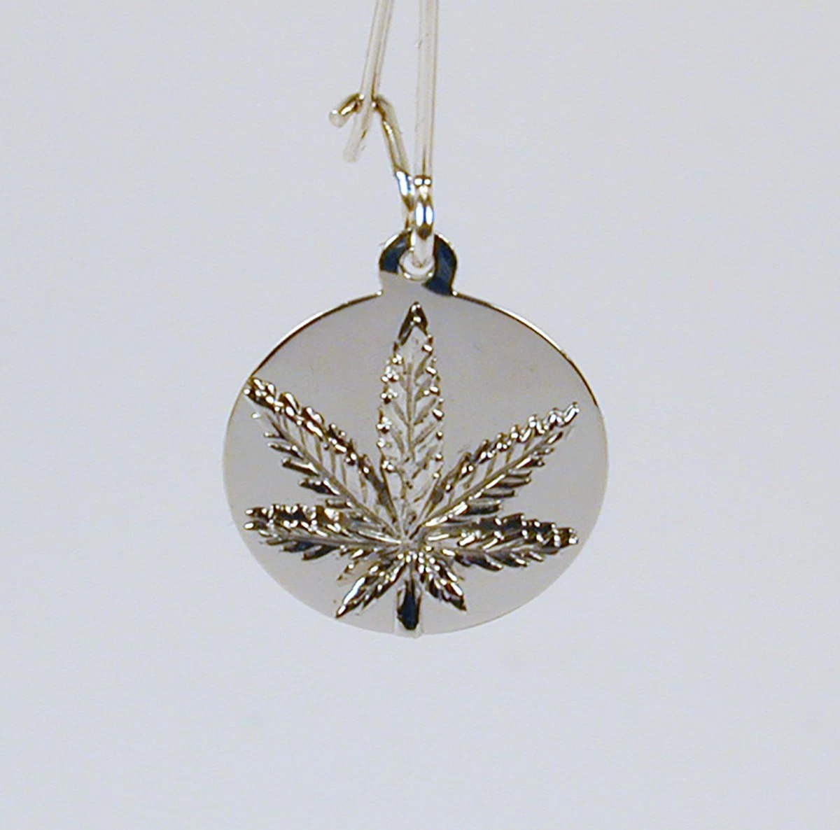 Sterling Silver Marijuana Leaf Disc Earring with Earwire