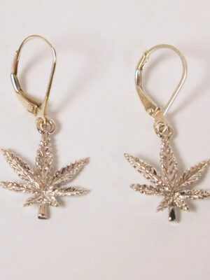 Sterling Silver Marijuana Leaf Earrings - Image 2