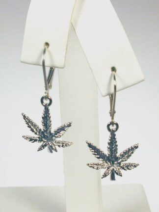 Sterling Silver Marijuana Leaf Earrings