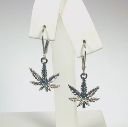 Sterling Silver Marijuana Leaf Earrings