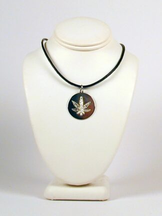 Sterling Silver Marijuana Leaf Pendant with Leather Necklace