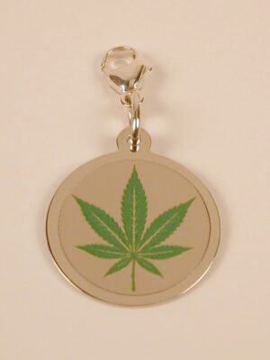 Sterling Silver Painted Cannabis Marijuana Leaf Charm