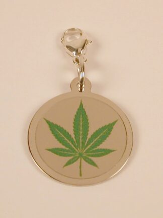Sterling Silver Painted Cannabis Marijuana Leaf Charm