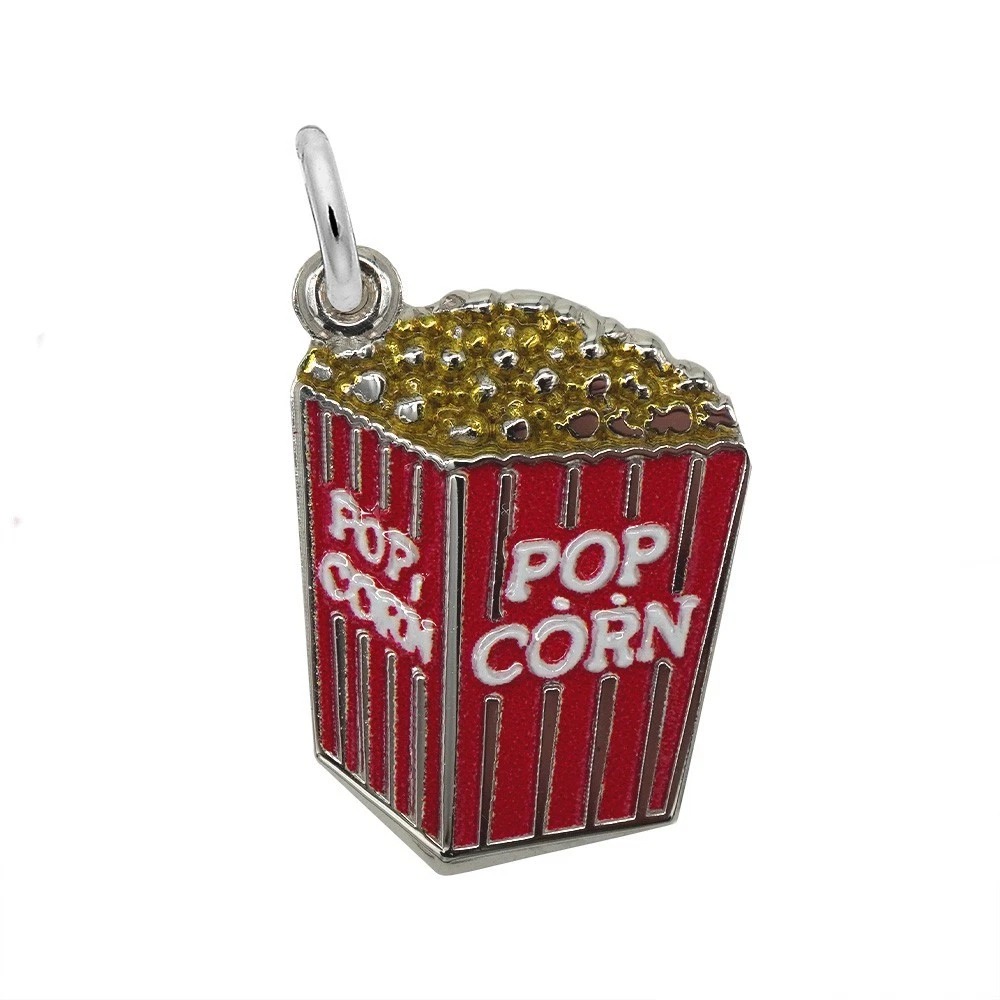 Sterling Silver & Painted Popcorn Charm with Lobster Clasp